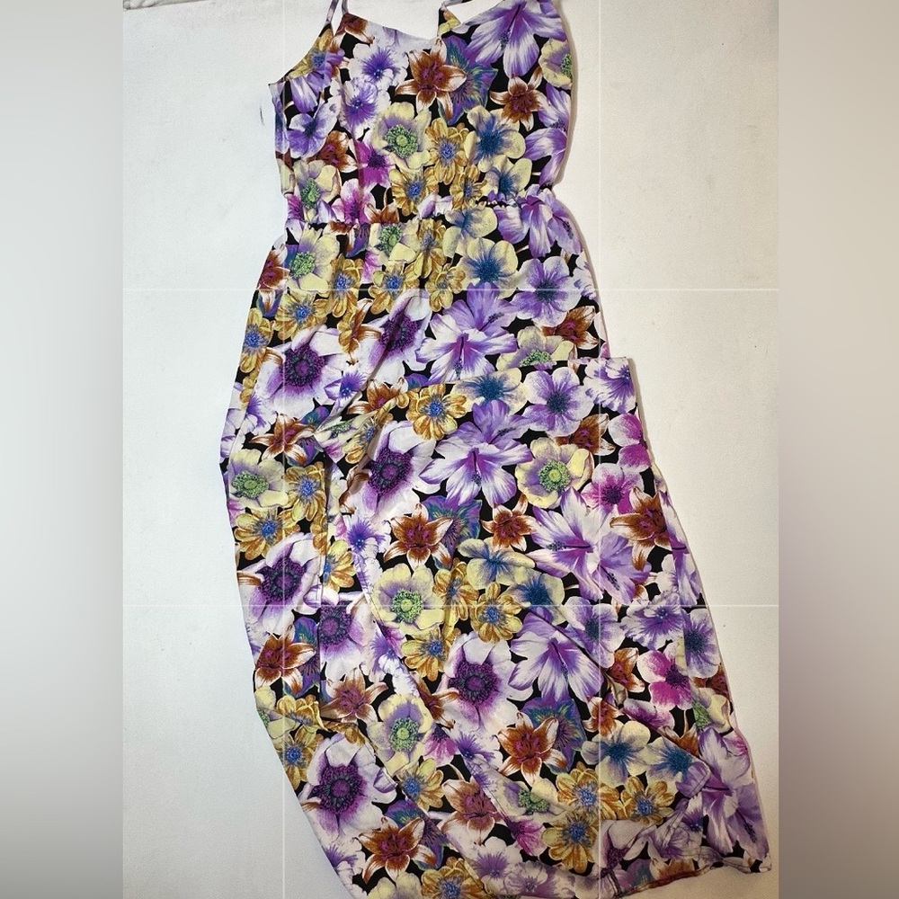 Y2K Forever 21 Floral Maxi Dress - Purple, Yellow, Green
